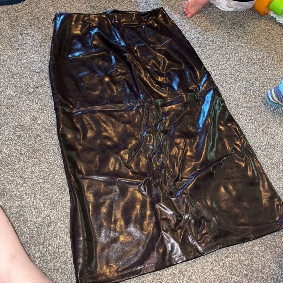 Women's Size 2 Brown Faux Leather Midi Skirt - A New Day - Picture 7 of 10
